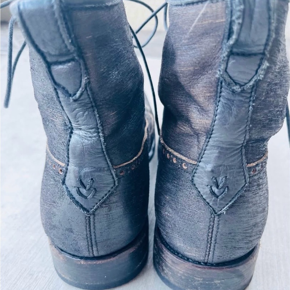 John Varvatos Black/Dark Gray Leather Classic Lace-Up Boots size 12 - Picture 5 of 8